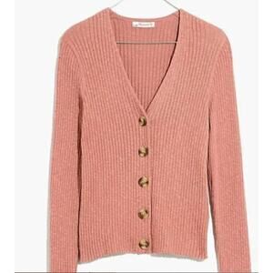 Madewell Faded Mauve Shrunken Ribbed Cardigan - Large
